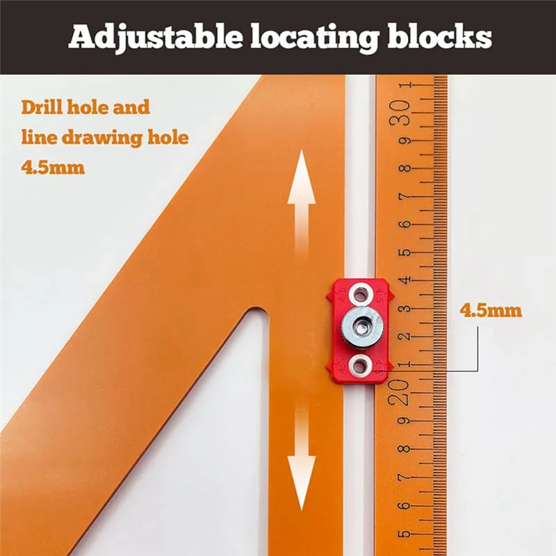 T19C 2In1 Rafter Square,Positioning Triangle Ruler Rafter Square Tool Adjustable Triangle Ruler Protractor For Woodworking