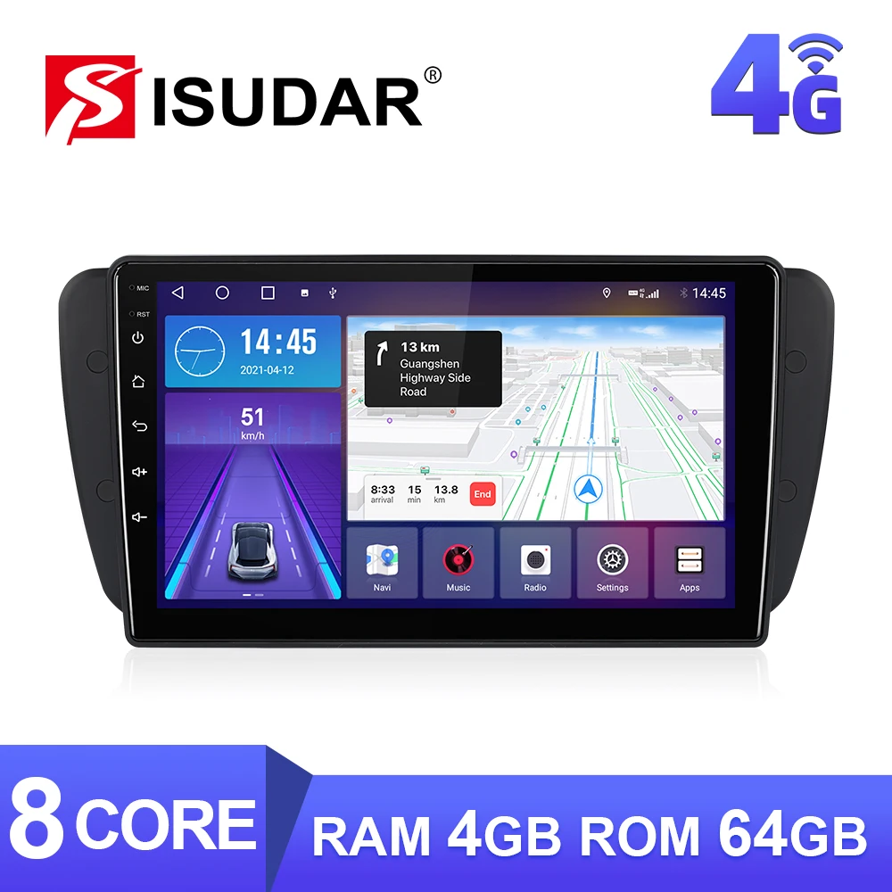 

ISUDAR Android 10 Car Radio Seat Ibiza 6j 2009 - 2013 2010 Multimedia Player IPS GPS Navigation CANBUS Camera DSP wifi no 2 din