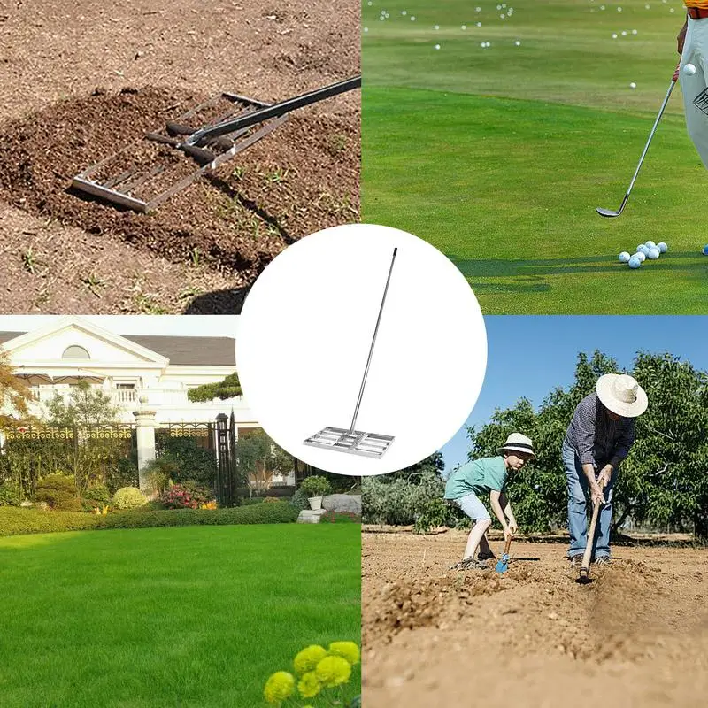 Stainless Steel Lawn Level Rake Golf Court And Lawn Leveler Rake Humanized Design Golf Course Sand Leveler For Yards Lawns Golf