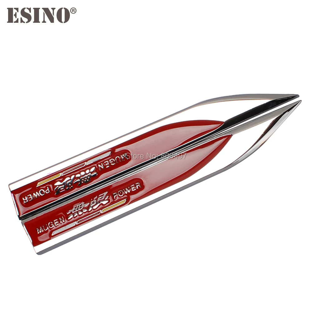 2 x Fashion Car Styling 3D Body Fender Side Metal Chrome Zinc Alloy Knife Side Emblems Badges Car Accessories For Mugen Power