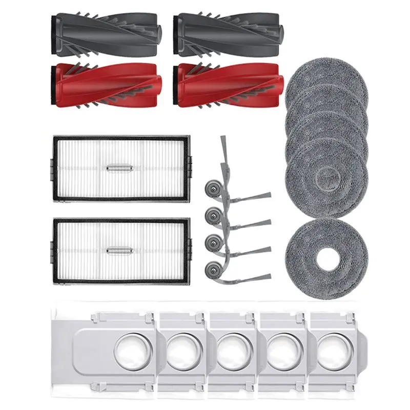 

Y59A Для робота-пылесоса Roborock Qrevox/Edget: Комплект запасных частей и аксессуаров — основные и боковые щетки, салфетки для влажной уборки, HEPA-фильтры, мешки для сбора пыли