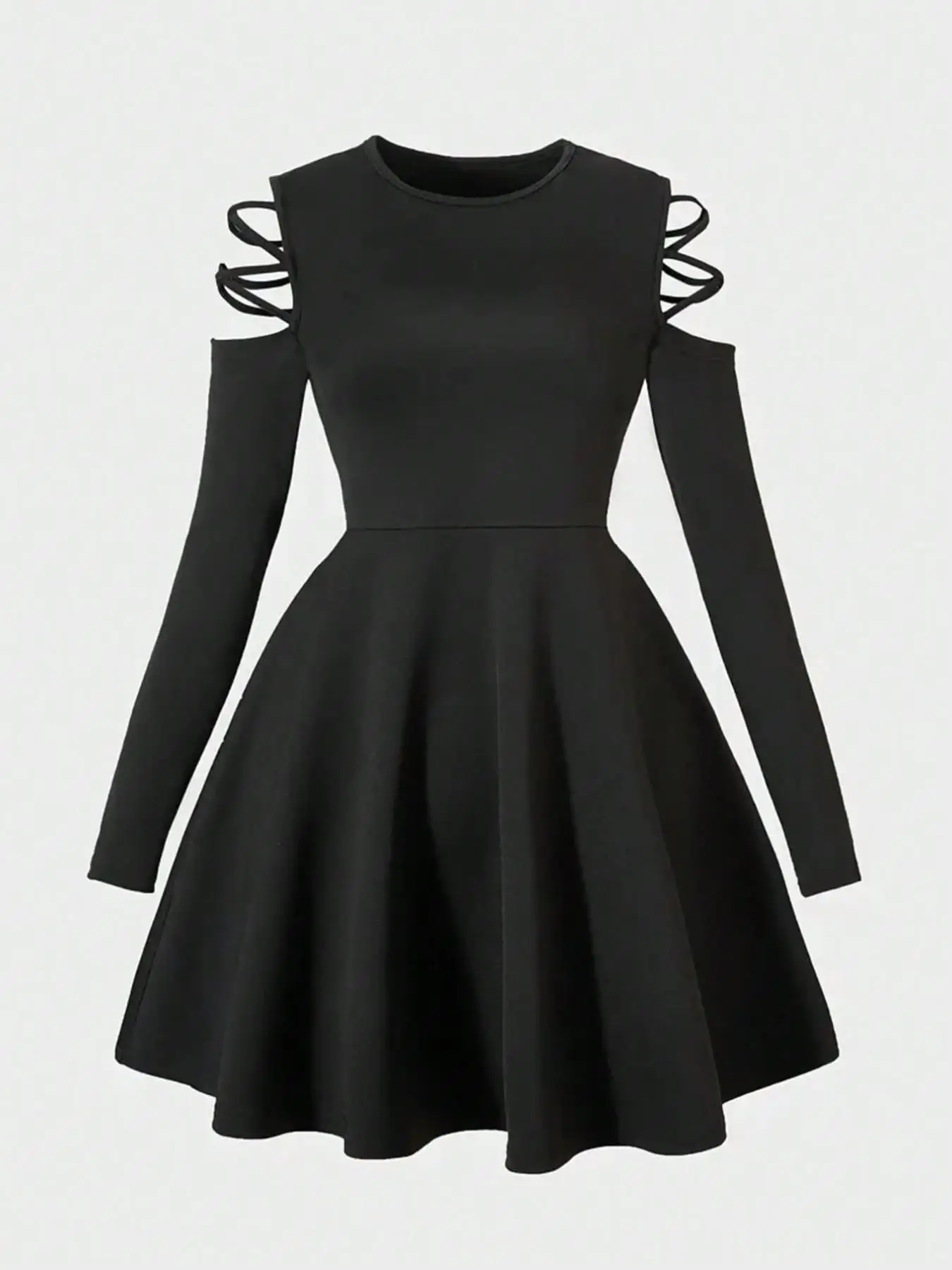 Teenage Off-Shoulder Long Sleeve Dress Waist-Cinch Slimming Design Casual Style Party & Date Wear Tie-Band Dress