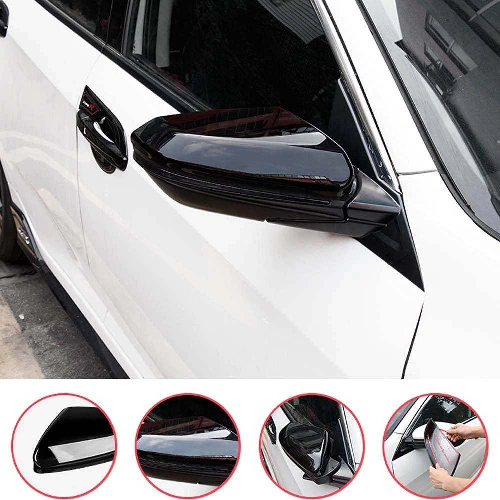 Cubierta de espejo retrovisor para coche, accesorios exteriores de coche, embellecedor de puerta lateral, color negro, para Honda 10Th Gen Civic 2016-2021