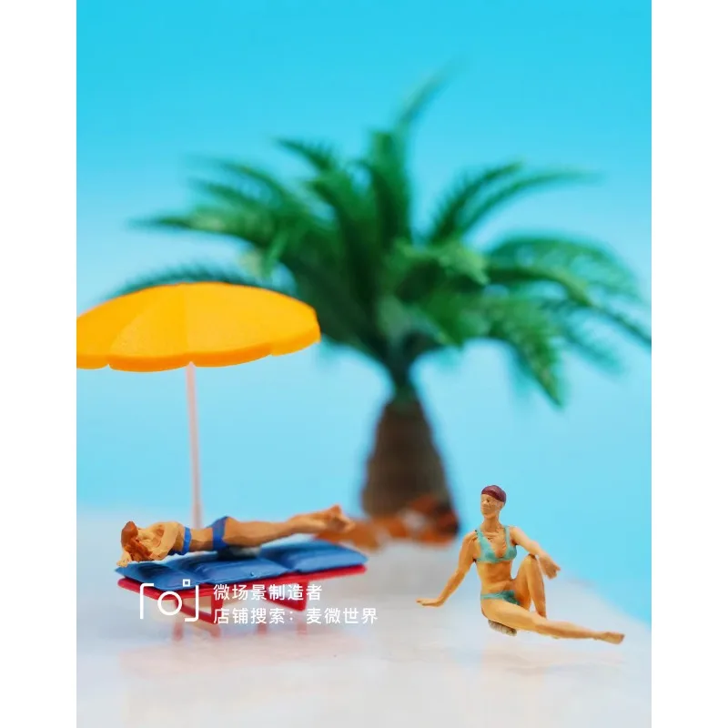 Bikini Beach Beauty Miniature Toys 1:87 HO Scale Photography Props Dive and Surf Beach Camping Scene Creative Decor Fairy Garden