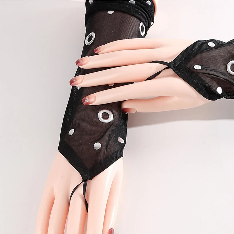 

Nail Decoration Background Long Bridal Sexy Fingerless Gloves Mesh Hand Sleeves Arm Cover Nail Photo Props