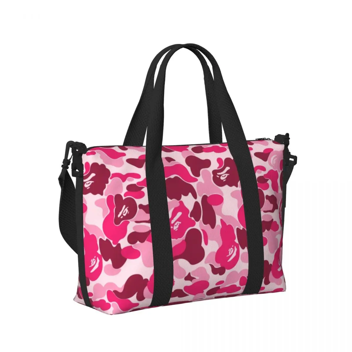 Borsa da viaggio a tracolla da spiaggia per palestra di grande capacità da donna con borsa tote mimetica rosa personalizzata