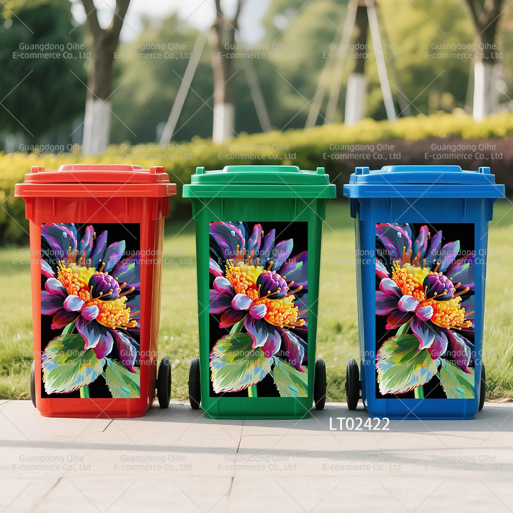 

【Creative Home Decal】3D Floral Wall Sticker, Self-Stick PVC Beauty Vinyl, Removable Garbage Bin Decoration decoration exterieur