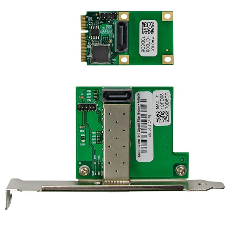 WGI210AS Mini PCIE Placa de rede, Gigabit, Porta única, Servidor SFP, I210-F1, Industrial Grade Network Card