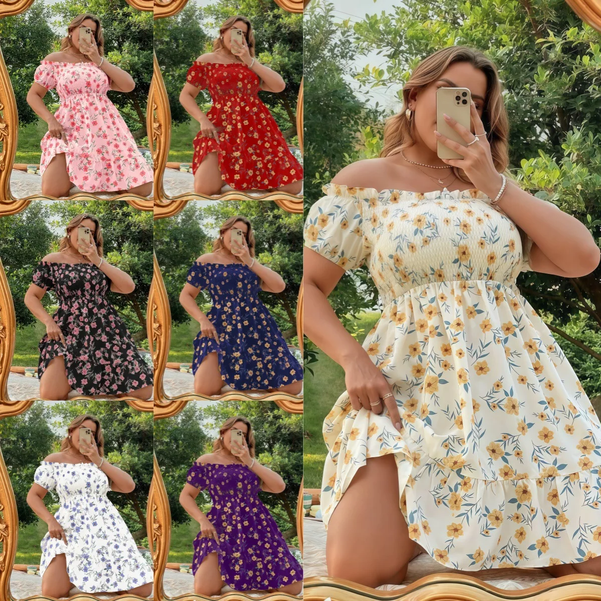 

2025 New Fashion Temperament Floral Large Size Summer Dress