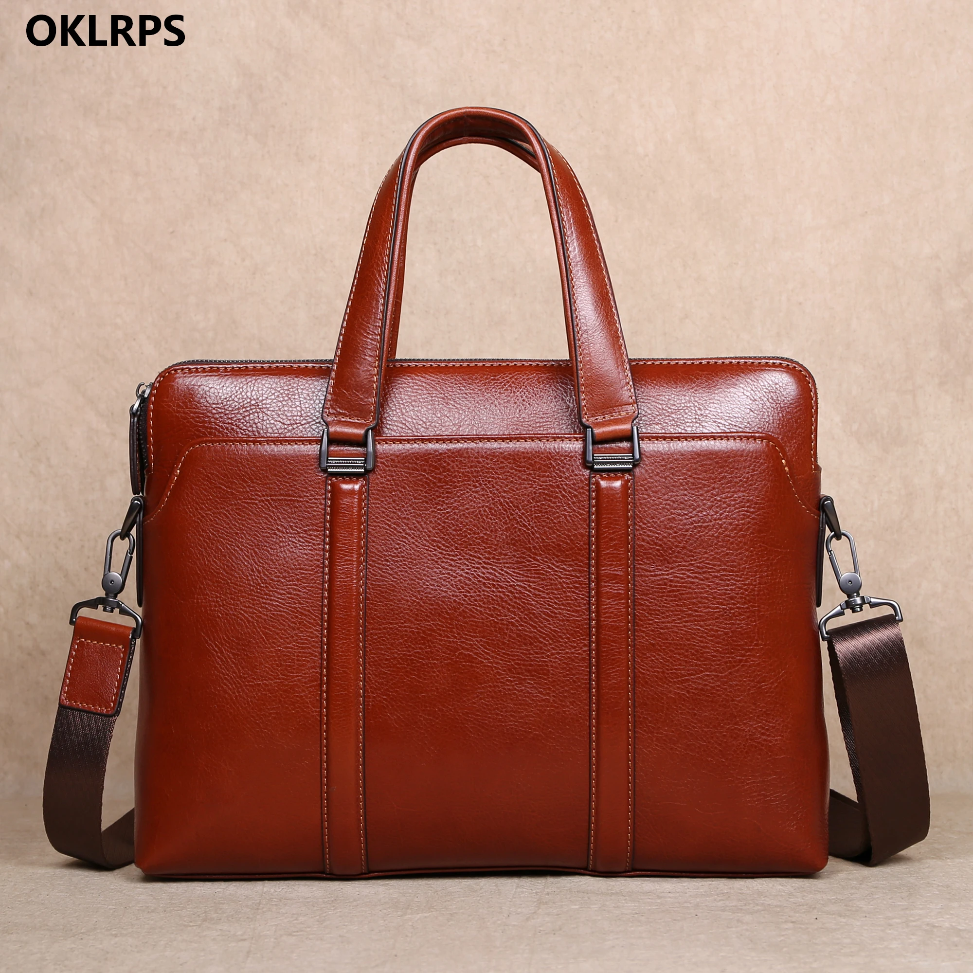 Luxurious Imported Yellow Cowhide Official Document Bag, Top Layer Cowhide Handbag, Office Computer Bag Crossbody Bag