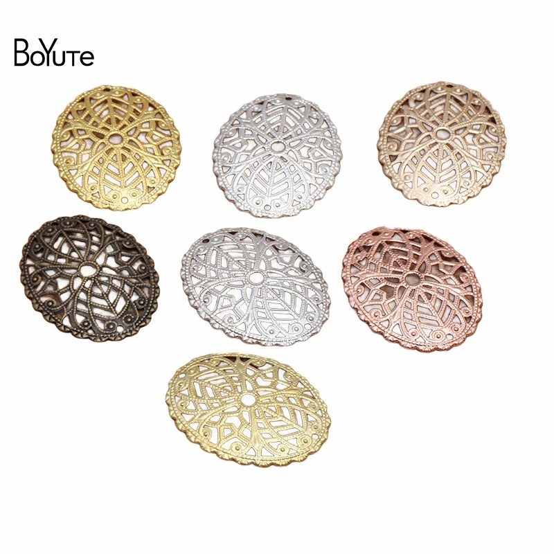 

BoYuTe (50 Pieces/Lot) 30*24MM Oval Flower Filigree Findings Brass Material DIY Jewelry Accessories