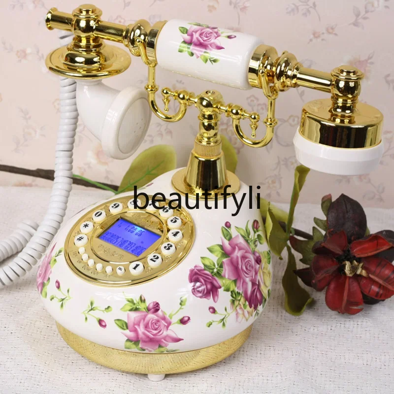 Antique Telephone Home Fashion Creative European Retro Vintage Landline Phone Living Room Office Landline