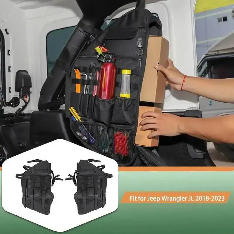 

Car Roll Cage Storage Bag Trunk Side Organizer For Jeep Wrangler JL 2018 -2023 4-Door version Interior Accessories Black