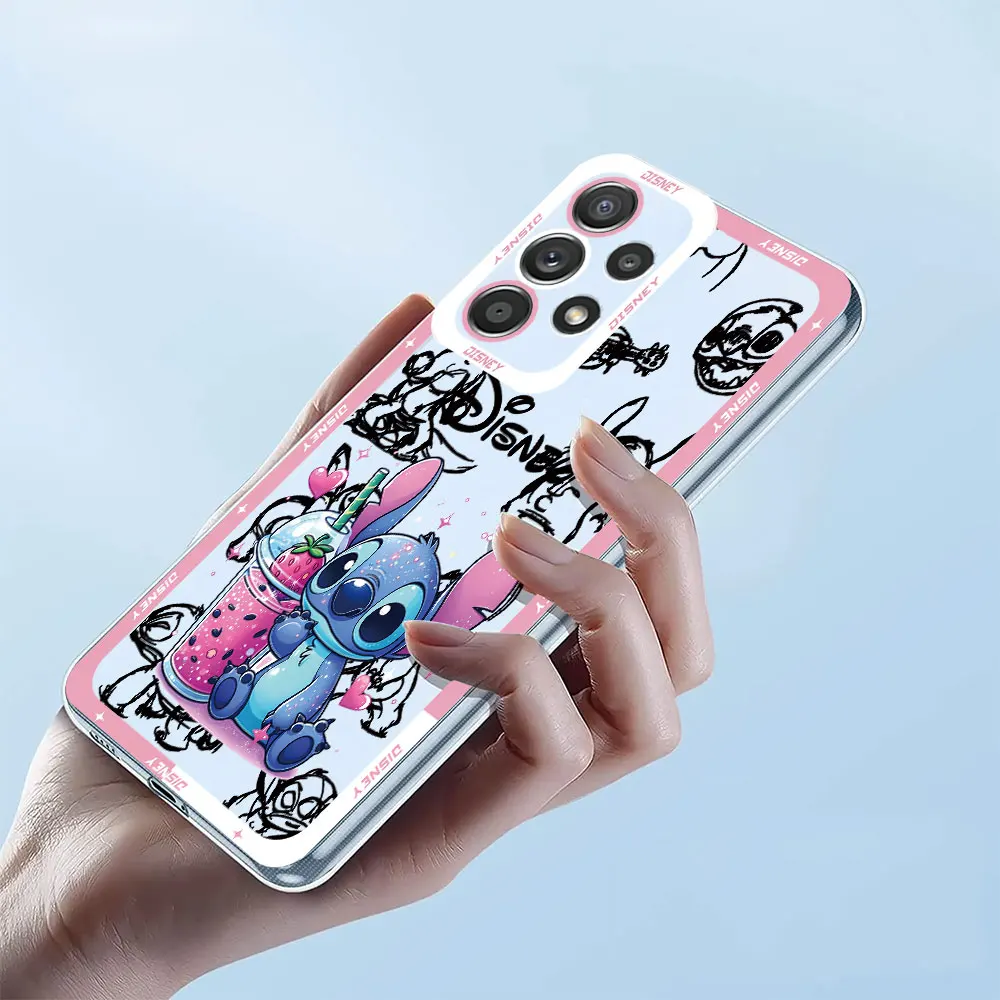 Clear Silicone Phone Case for Samsung Galaxy A24 A23 A73 5G A14 4G A33 A54 A25 A15 A13 A34 Disney Stitch Lovely Capa Cover