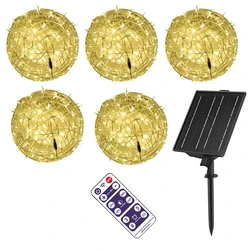Solar Christmas Ball Lights for Tree Outdoor, Auto On Off 5Pack Globe Light Remote 8 Modes Solar Sphere String Decor Lights IP44