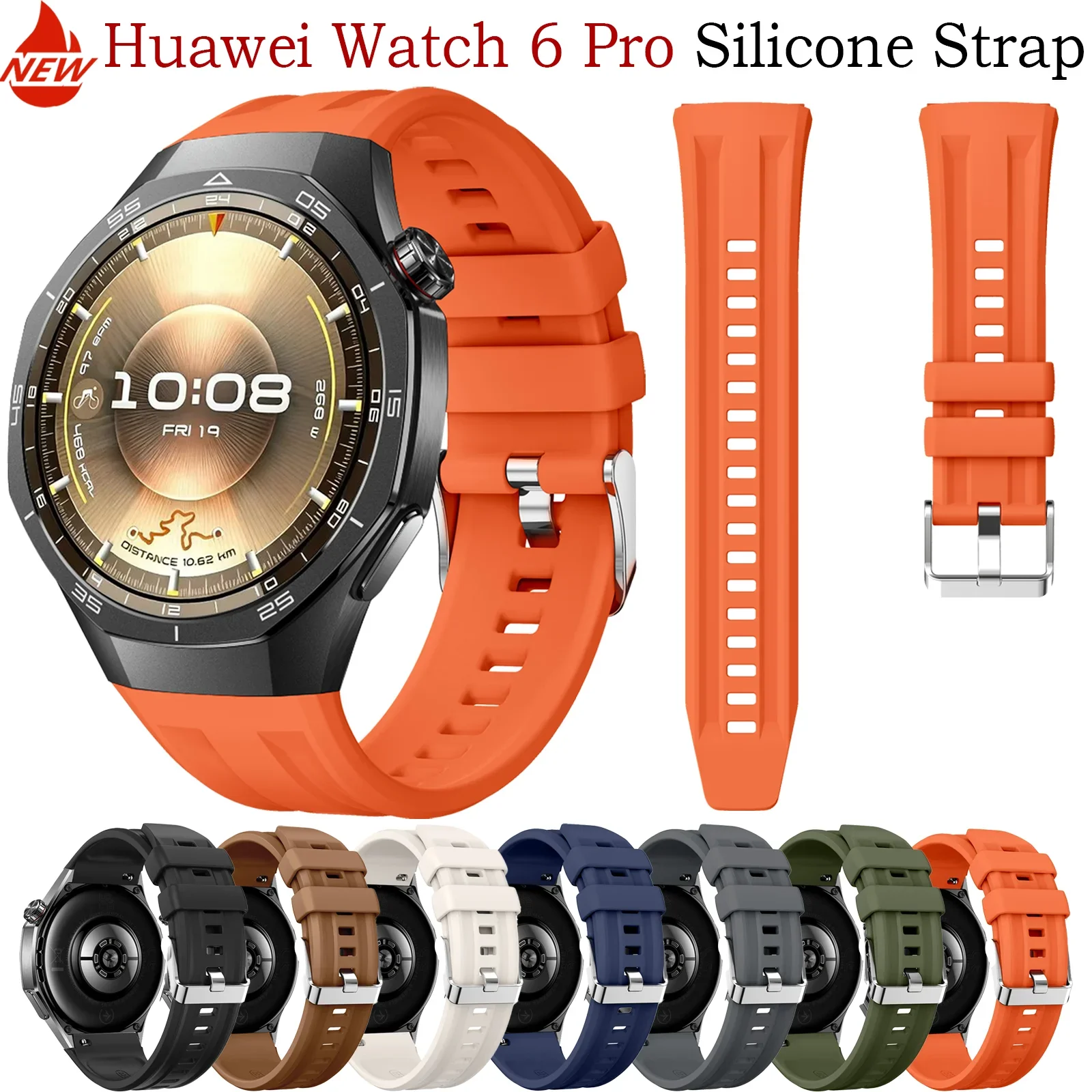 22mm Sport Band for Huawei GT6 Pro 46mm Official Soft Silicone Watchband Strap for Huawei WATCH GT6 Pro 46mm Women Men Bracelets