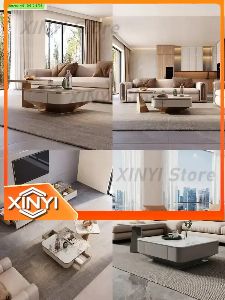 Modern Simple Rock Slab Coffee Table for Luxury Living Room Household Size Apartment Combination