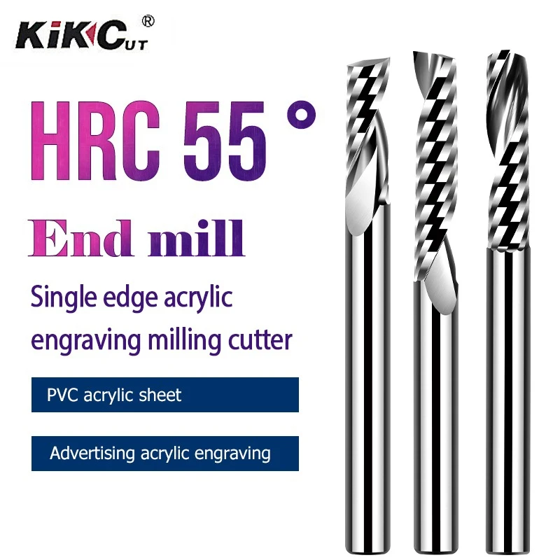 

1PC Single Flute Spiral End Mill 5A Aluminum Milling Cutter CNC Router Bit For Acrylic PVC Wood 1-12 MM