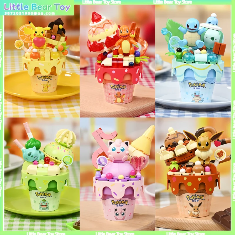 New Keeppley Enlightenment Ice-Cream Cone Series Building Blocks Pikachu Charizard Bulbasaur Infernape Squirtle Scizor Toy Gifts