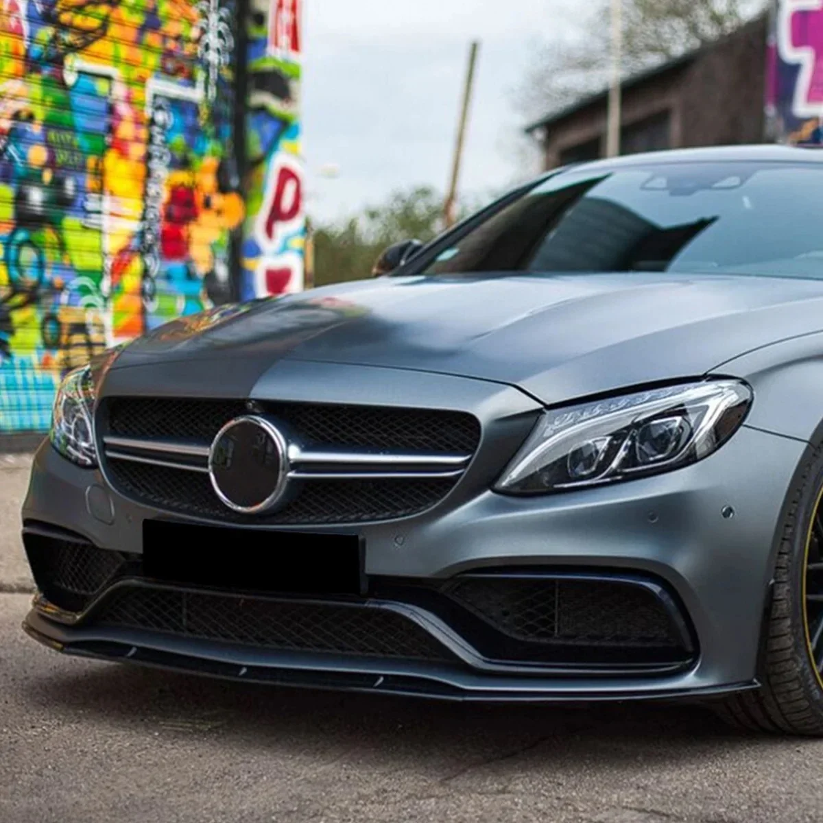 

Front Bumper Splitter Lip Spoiler For Mercedes Benz C205 C63 AMG 2015-2022 Canard Body Kit Diffuser Tuning Gloss Black ABS