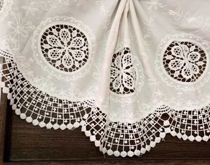 Embroidered Lace Fabric for Wedding Dress, Embroidered Cloth, Soft and Comfortable, Off-White, RS3053