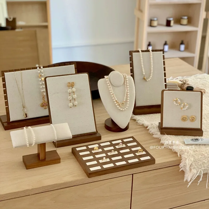 Wooden Necklace Display Stand Pendant Jewelry Stand Platform Model Neck Jewelry Display Shelf Shoot Beaded Disc