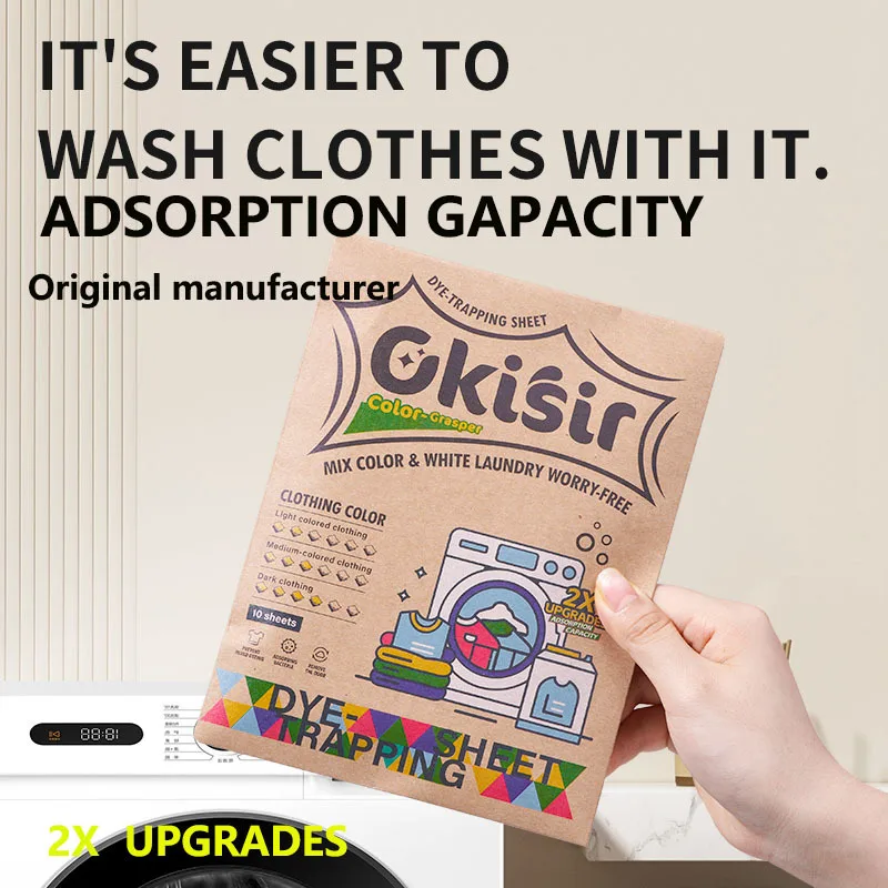 

Color-absorbing sheet for preventing cross-staining, household washing machine clothes stain-free laundry sheet, 10 pieces