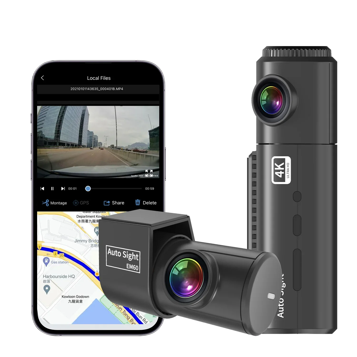 Auto Sight DVR 4K HDR Starvis 2 Imx678 Recording Function 4K Car Dashcam Camera 2-Channel 4K & 2K Built-In Wifi Dashcam