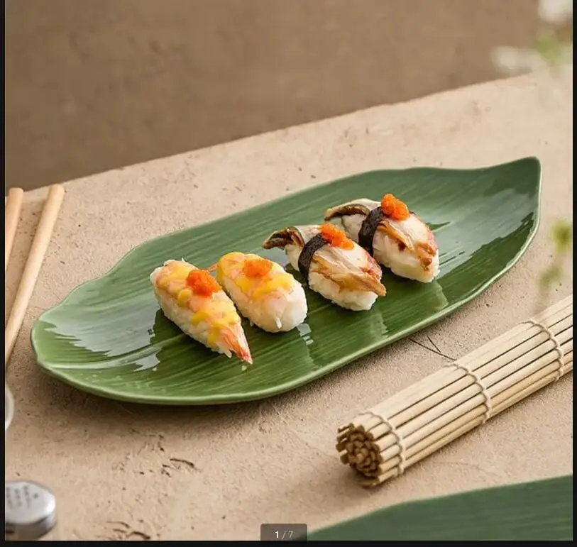 Leaf Ceramic Dinner Plate Sushi Plates Dim Sum Dish Sashimi Disc Snack Tray Cake Pan Dessert Fruit Salad Bowl