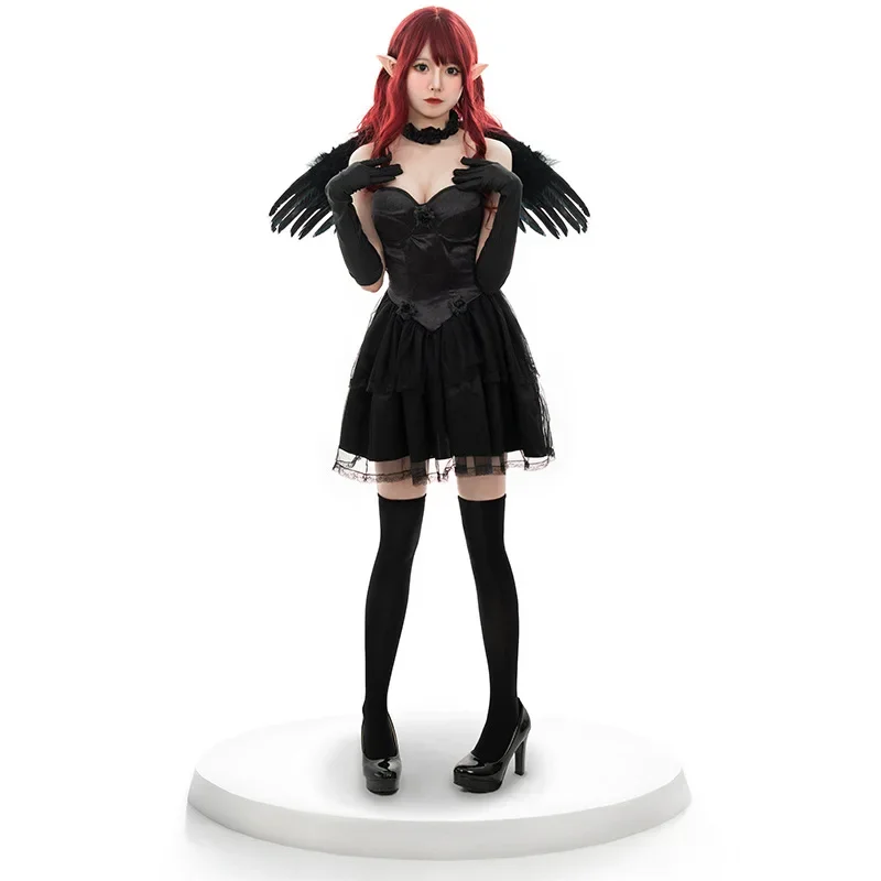 

Halloween Cosplay Black Angel Dark Costume Adult Female Fancy Dress