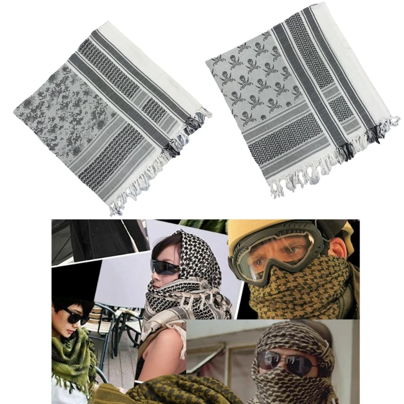 Shemagh Desert Scarf Black and White Arab Keffiyeh Shawl Wrap with Tassels Scarves Bandana Head Wraps for Men and Dropship