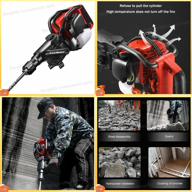 Hammer Drill 2200W Multifunction Oil Hammer Rock Drilling Breaking Stone Crushing Pick Tool Impact