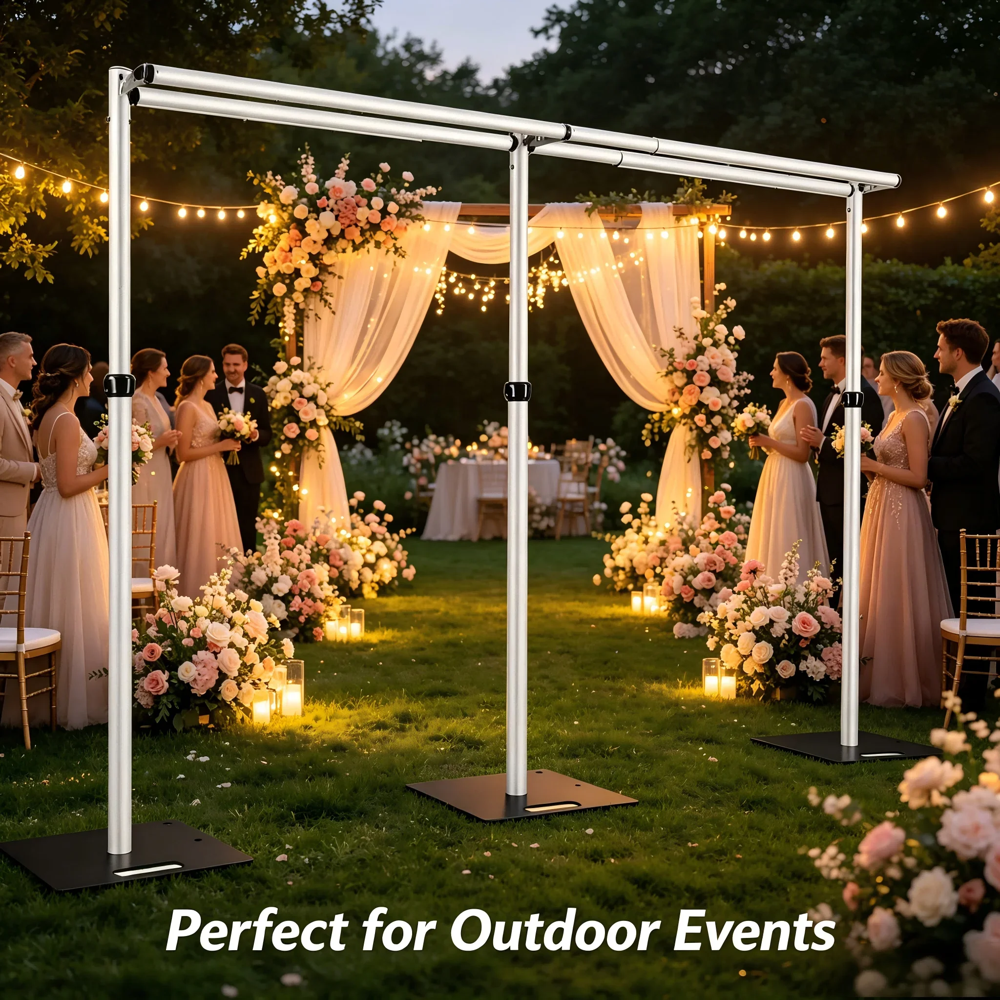 Adjus   10x20Ft Heavy    Backdrop Stand with Double Crossbar, Pipe and Drape Kit for Wedding, Party, Trade Show & Photograp