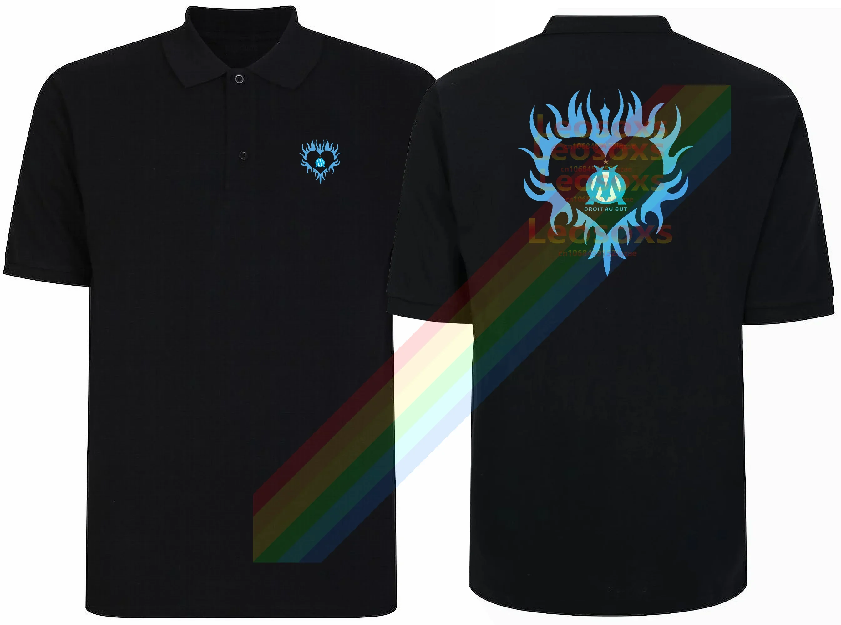 Футболка-поло Leosoxs мужская с принтом «Марсель», модная рубашка из чистого хлопка, повседневная черная с коротким рукавом, на лето, 1