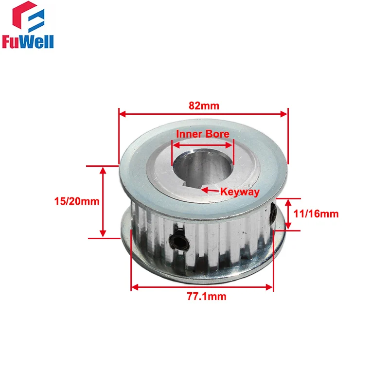 Imagem -04 - Alumínio Cinto Roda Sincronismo Síncrono Correia Polia af Forma Correia Dentada para xl Largura 11 mm 16 mm Xl48t