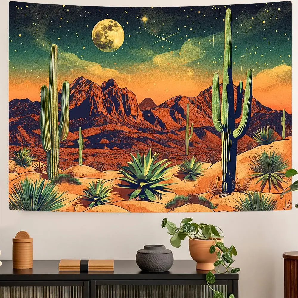 Cactus Tropical Tapestry Desert Succulent Green Plants Wall Hanging Party Decor For Home Indoor Bedroom Living Room Dorm Decor