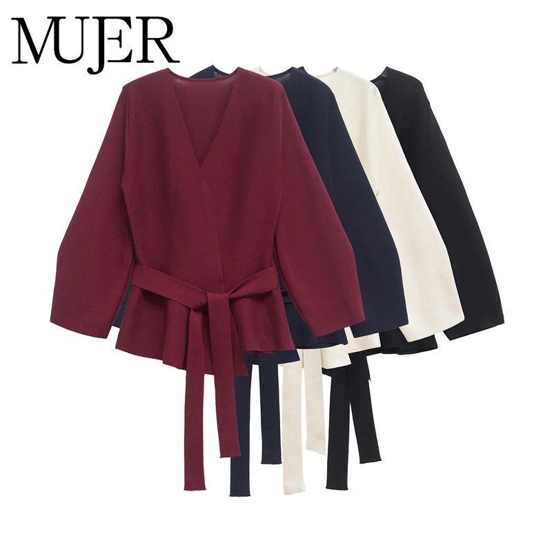 

MUJER 2025 Belt Casual Blazer Woman Spring Wrap Women's Blazer Shoulder Pads Blazers for Women Long Sleeve New Coats and Jackets