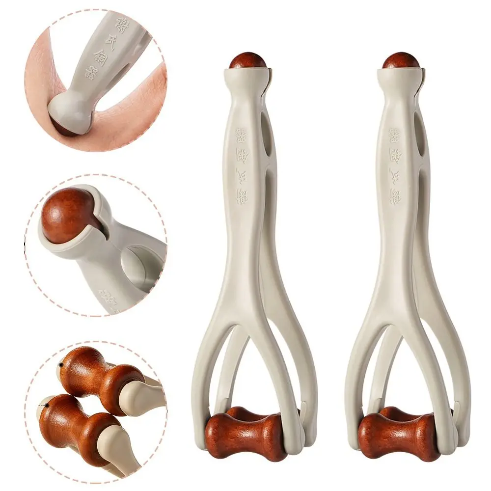 Solid Wood Finger Massage Roller with 360° Rollers Clip Design Finger Massager Acupressure Stick for Hand Meridian Relief