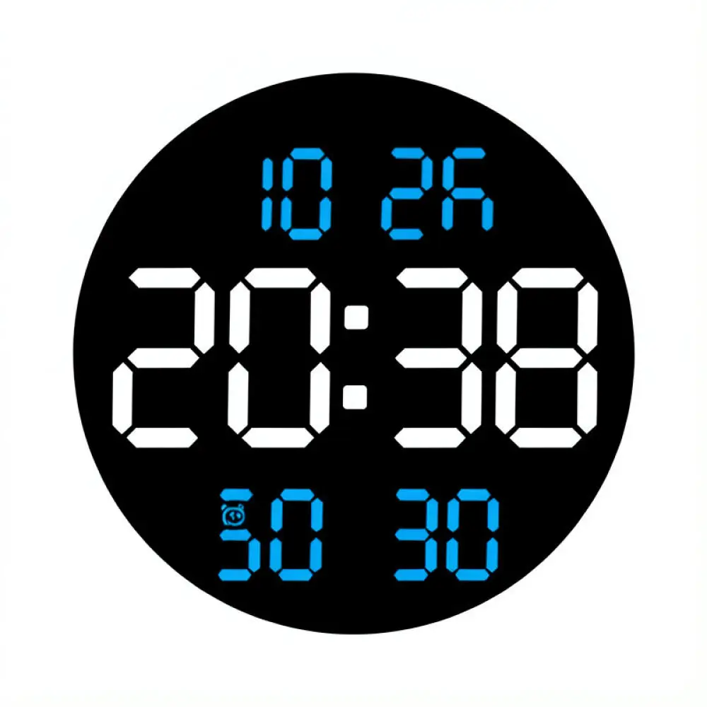 Silent Digital Wall Clock LED Screen Time Calendar Temperature Humidity Monitor Modern Household Hanging Decor