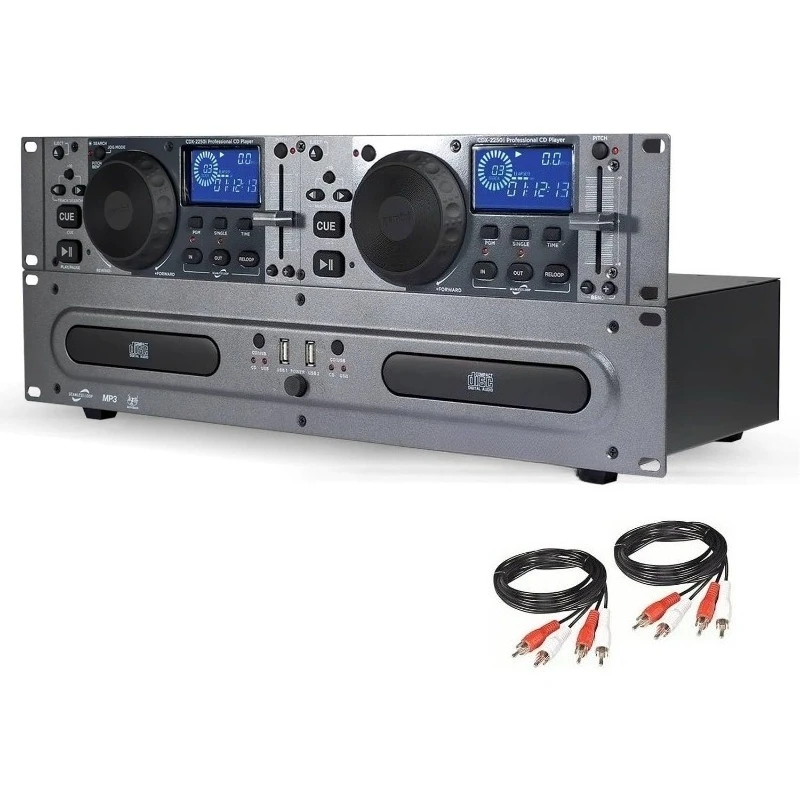 HOME.CD/USB DJ Media Player – مشغل أقراص مضغوطة مثبت على الرفين مع عجلات Jog، تشغيل MP3 ومضاد للصدمات - Pro Audio Comp