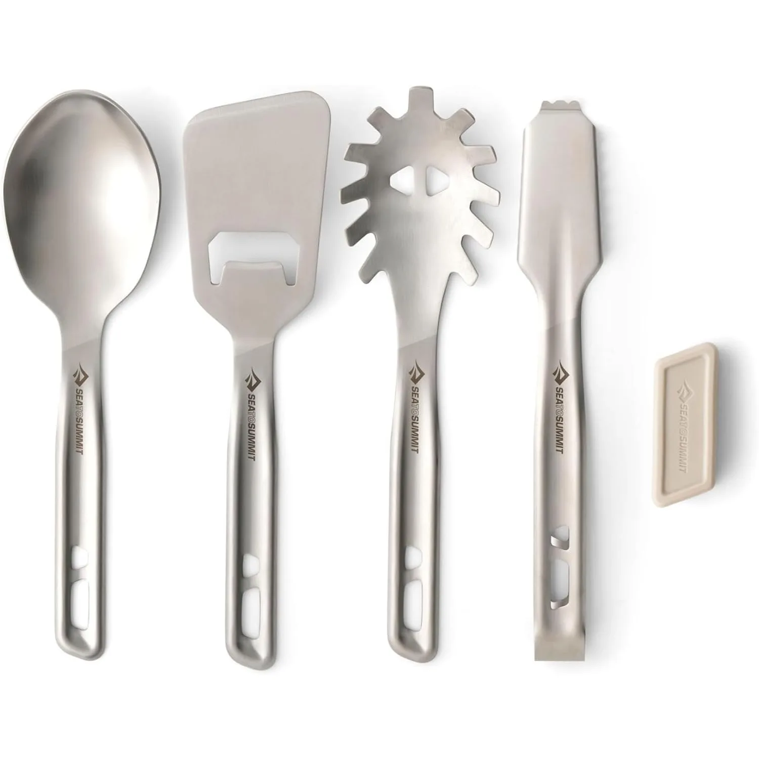 Conjunto de Utensílios de Camping em Aço Inoxidável Sea to Summit Detour para Cozinhar e Servir (Colher de Servir, Colher Vazada, Pinça, Espátula)