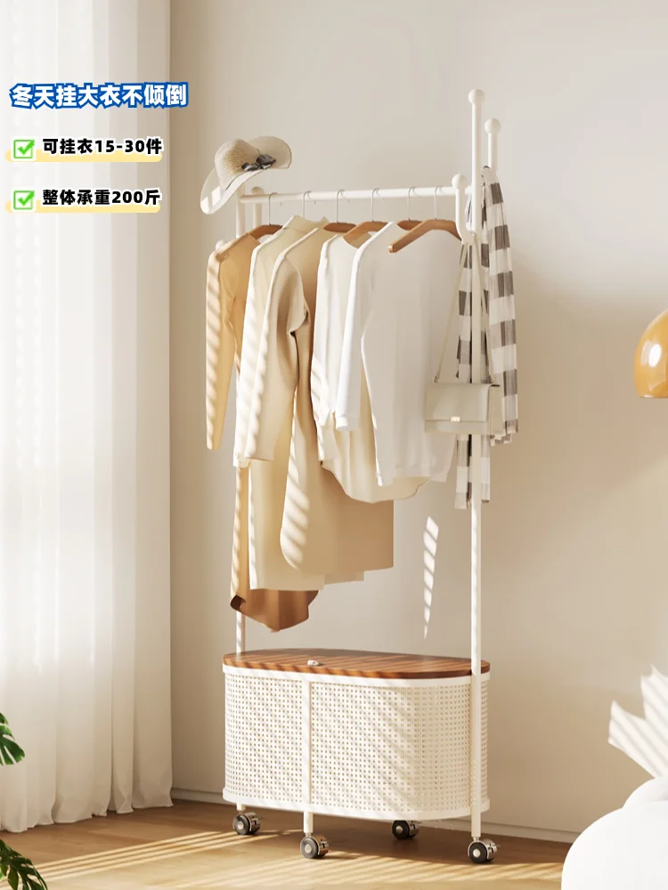 Cream style coat rack floor-to-ceiling bedroom does not take up space dirty clothes basket