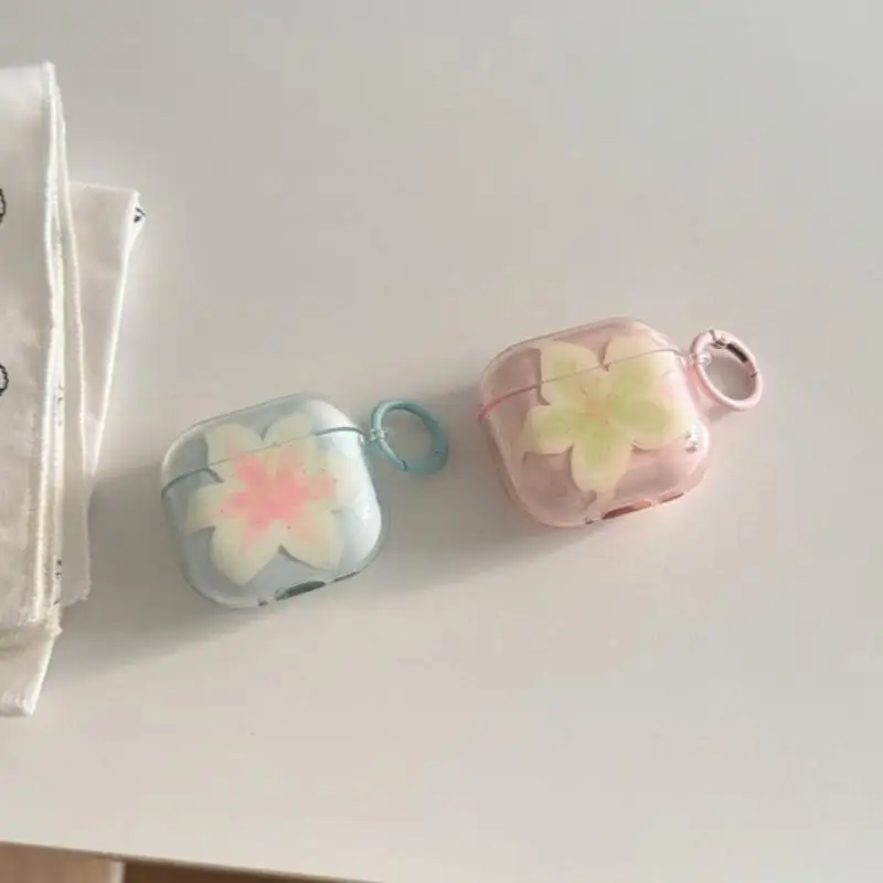

Matte Lily Flower Pattern Case For AirPods 4 Funda For Apple Air pods Pro 3 2 Bluetooth Earphone Protective Cases Pink Blue