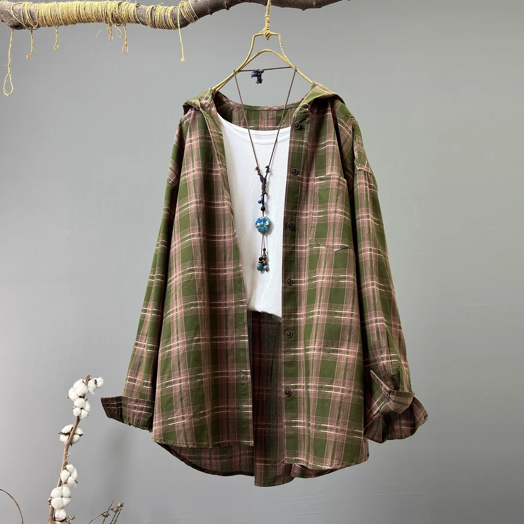 

Enianechu Bust 122 см, винтажная одежда, клетчатые рубашки и блузки с капюшоном из чистого хлопка для женщин, толстовки, кардиган в клетку