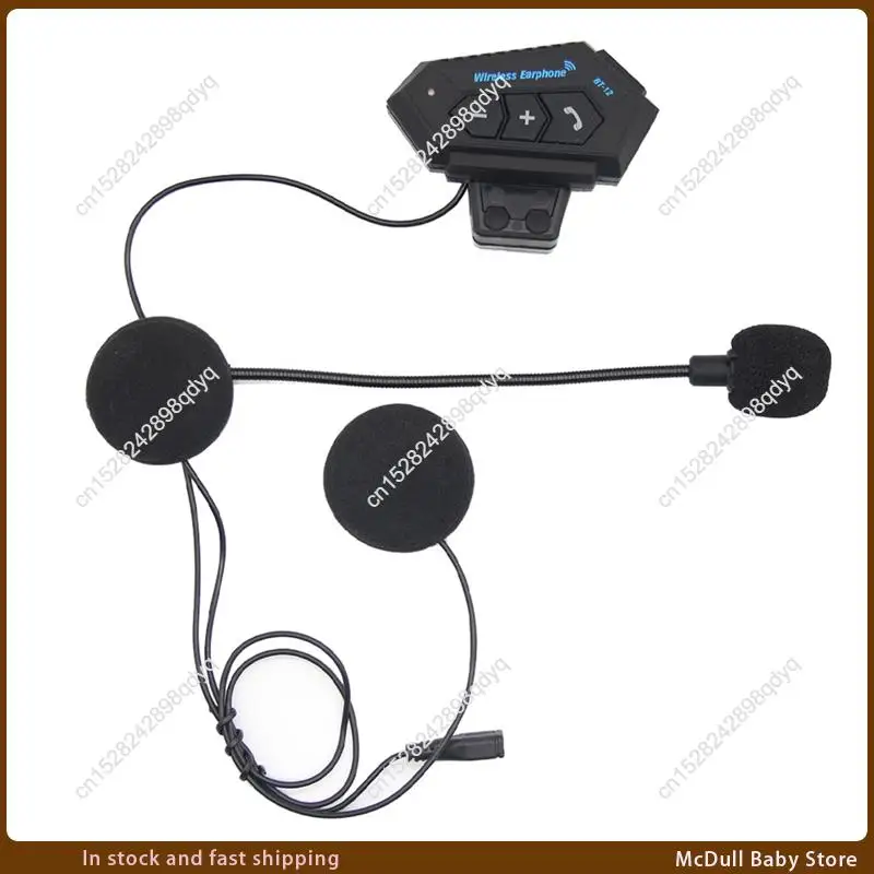 

ABJA-Motorcycle Headset Bluetooth Headset Hands-Free Phone Call Intercom Wireless Music Player