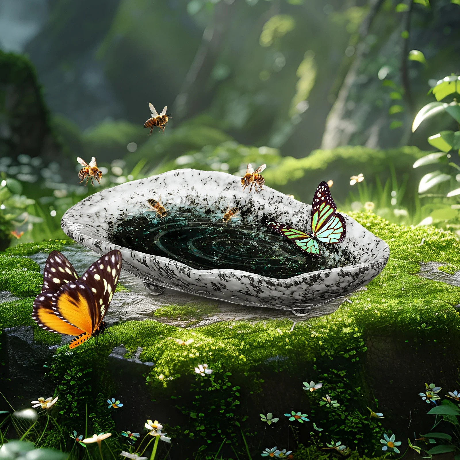 

Ceramic Outdoor Butterfly Feeder Large Capacity Elegant Water Dish Garden Decor Bee Bird Feeding Tray Butterfly Feeder