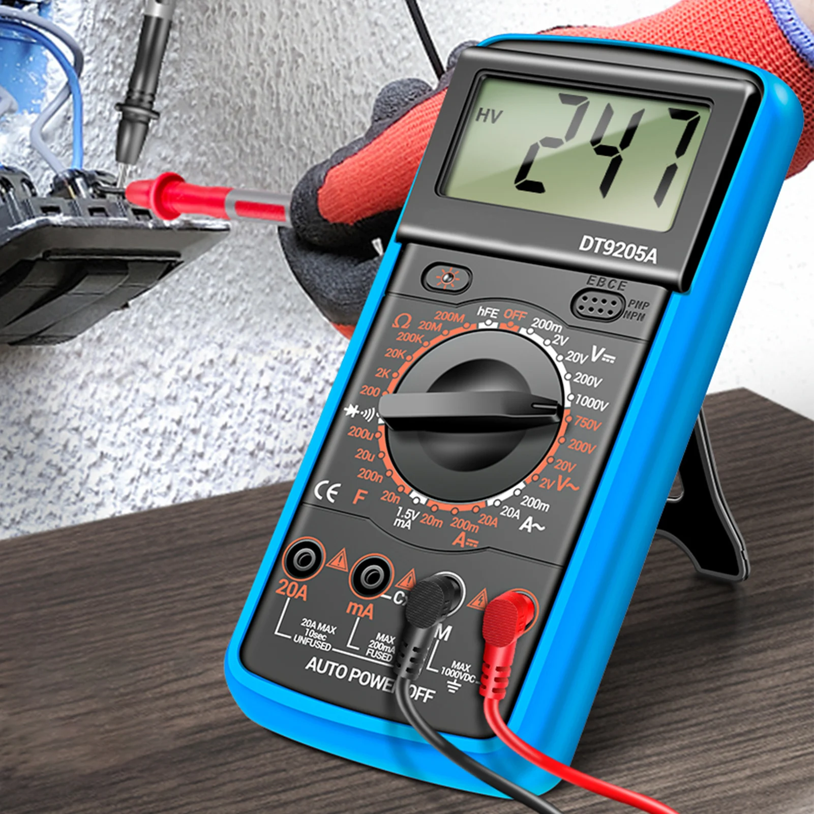 Multi Tester Universal Meter With Extendable Support Frame Digital Multimeter Short Circuit Detection Low Power Consumption Mode