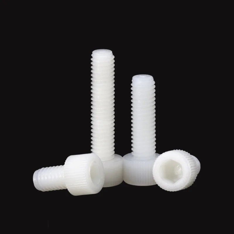 Black / White Nylon hexagon head screw, m3 M4 M5 M6 M8 M10, 5 to 50 pieces, knurled plastic insulated bolt