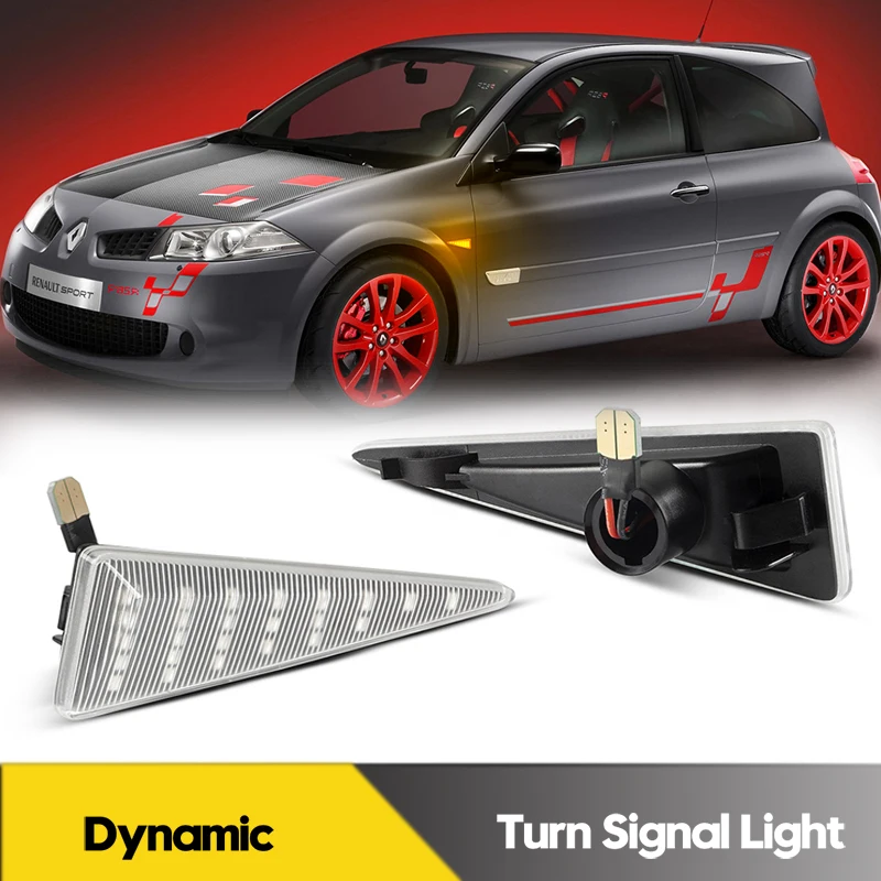 

2Pcs For Renault Megane Sport Scenic Espace LED Dynamic Side Marker Lights Car Turn Signal Blinker Lamps Avantime Symbol Thalia