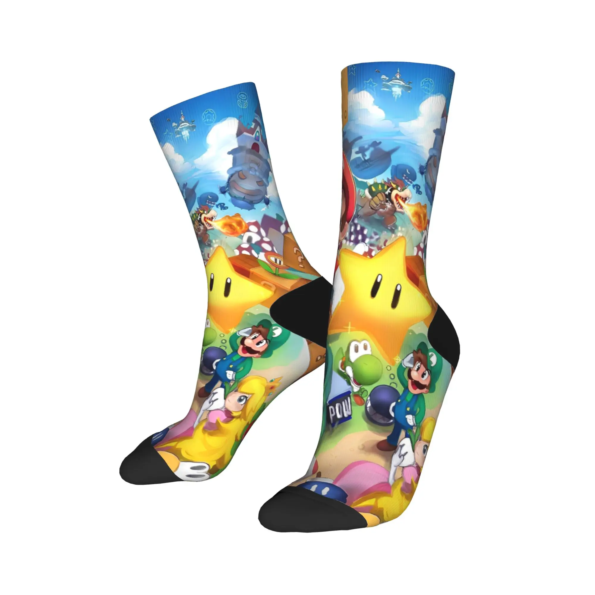 

Чулки с героями мультфильмов Super Mario Bros, носки для пар, мягкие дышащие повседневные носки, осенние велосипедные противоскользящие носки с узором